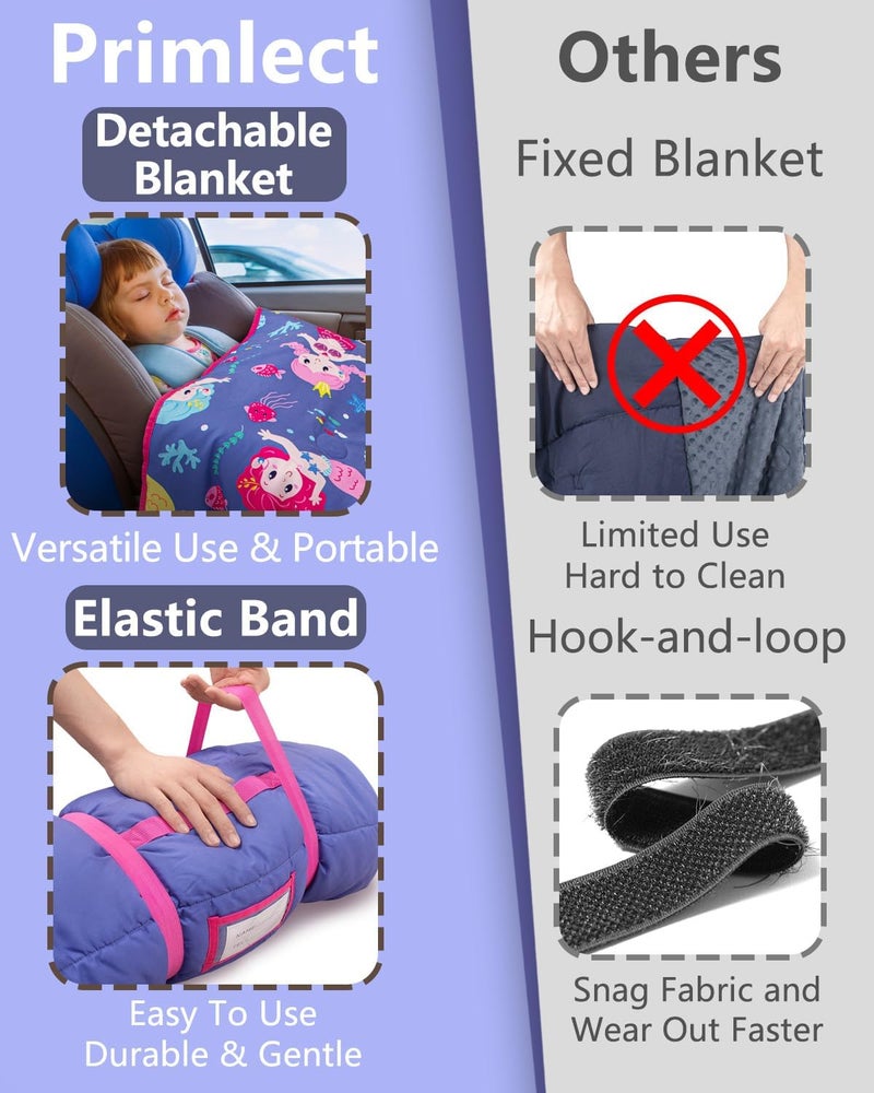 PRIMLECT Toddler Nap Mat with Detachable Blanket and Removable Pillow, Kids Sleeping Bag 55''x35'' for Daycare Preschool Kindergarten, Toddler Sleeping Mat for Boys and Girls - Image 3